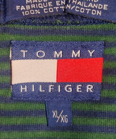 Tommy hilfiger t shirt righe anni 90 blu verde XL