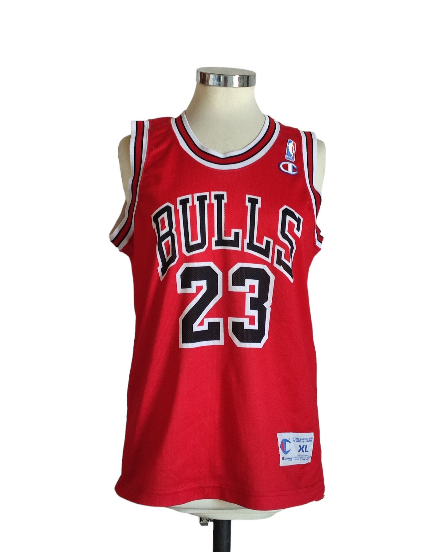 Canotta basket Vintage anni 90 Chigaco Bulls num 23 Jordan tg 164 years 14/16 Usa Champion rossa nera bianca