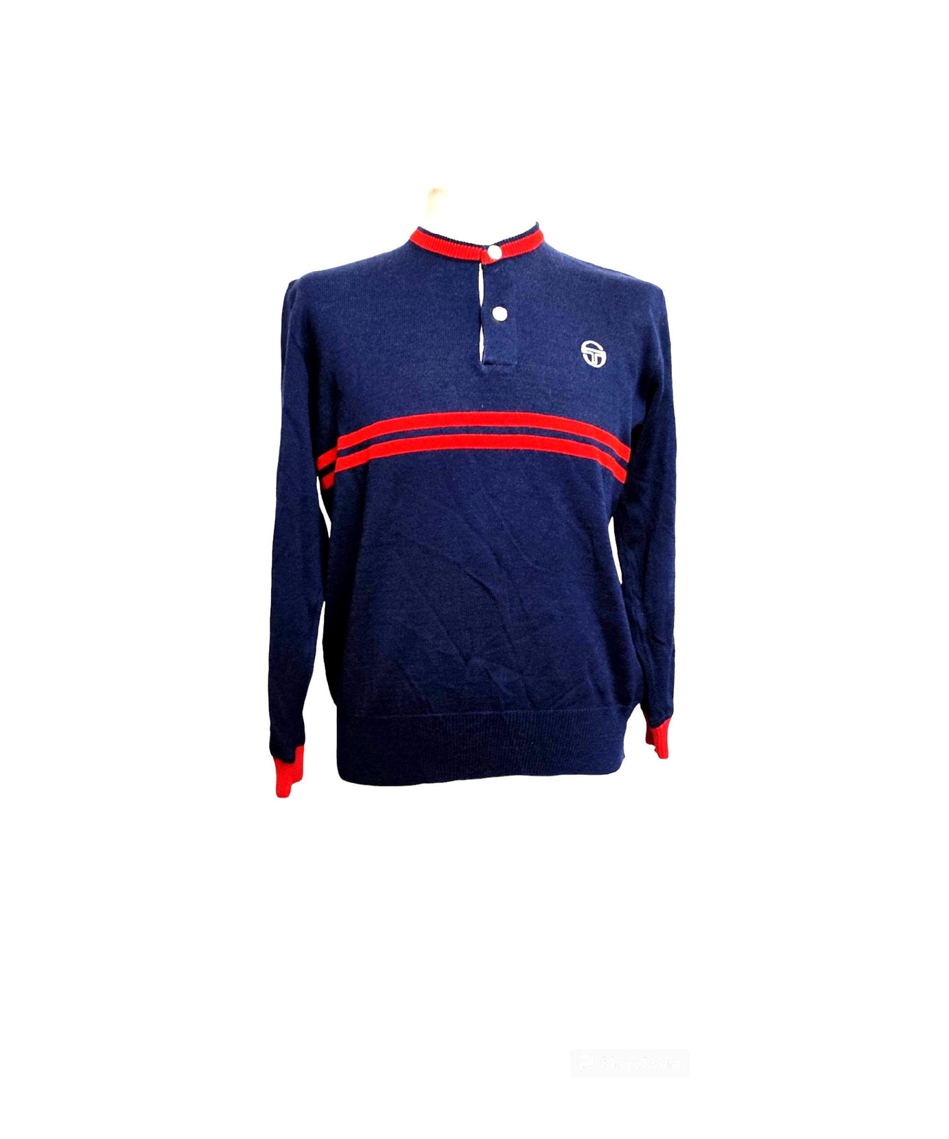 Sergio Tacchini maglia da sci vintage anni 70 lana blu e rossa S rara