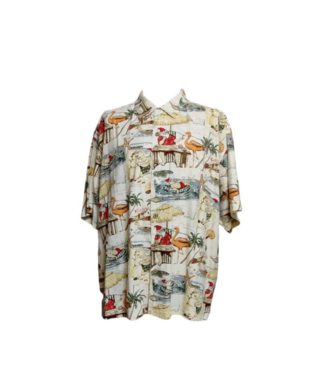 Vintage Hawaian Christmas Shirt US XXL Santa on the beach Clearwater