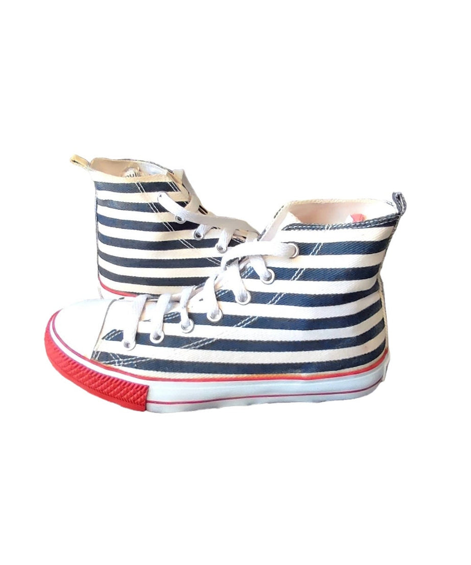 Jean Paul Gaultier by La Redoute vintage 80s striped canvas sneakers blue white red navy EU 38 US wo's 7.5 chucks converse