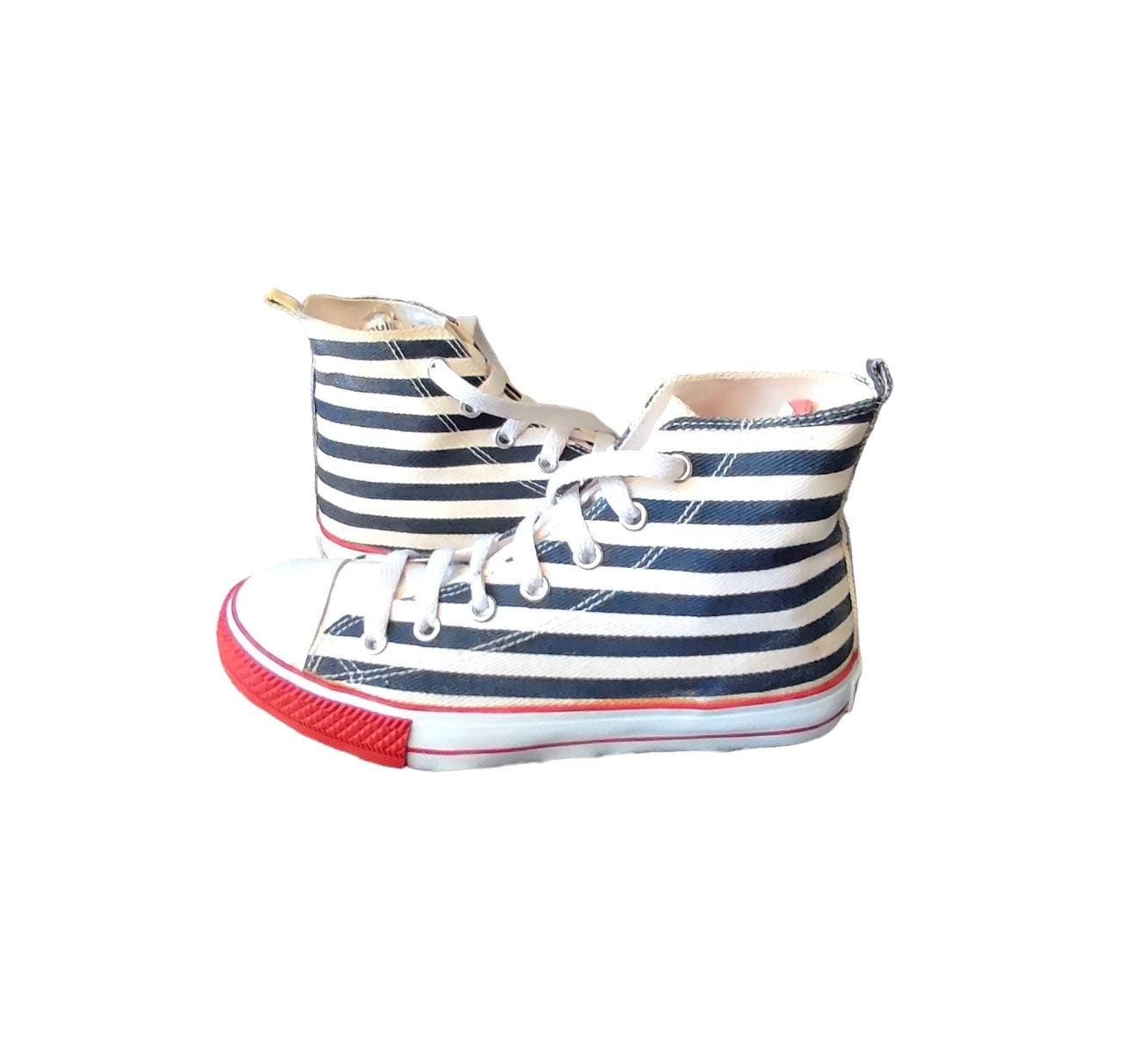 Jean Paul Gaultier by La Redoute vintage 80s striped canvas sneakers blue white red navy EU 38 US wo's 7.5 chucks converse