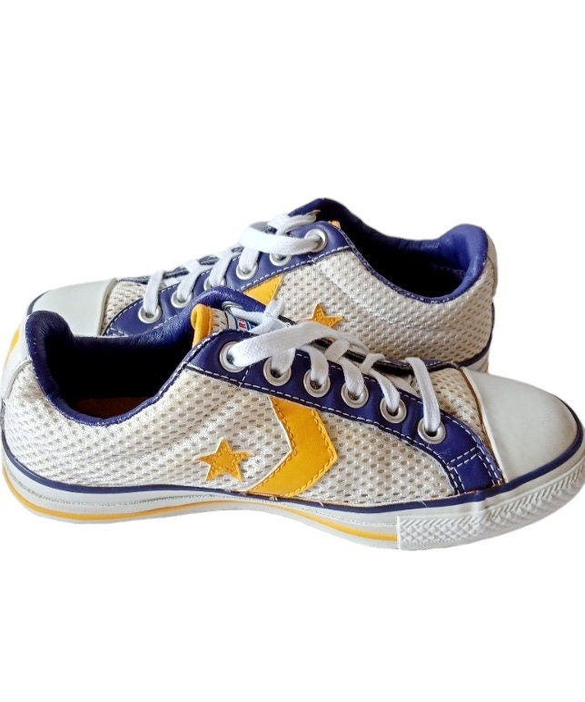 Converse Star Player Lakers sneakers basse EU 36.5 UK 4 bianche gialle viola