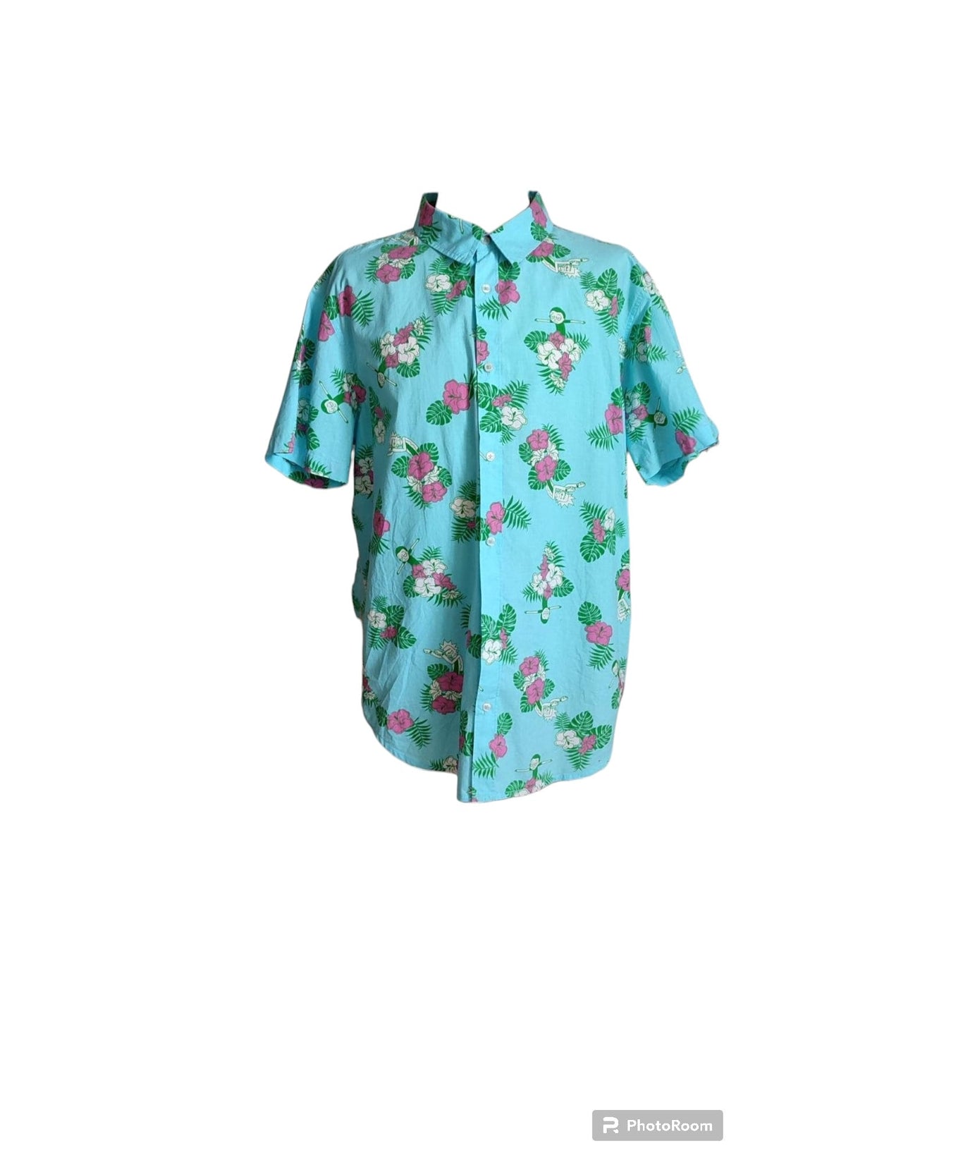 Rick & Morty camicia hawaiana  azzurra rosa bianca verde XXL cotone