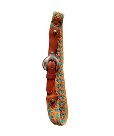 Cintura vintage cuoio tessuto messico cowboy gaucho bella fibbia