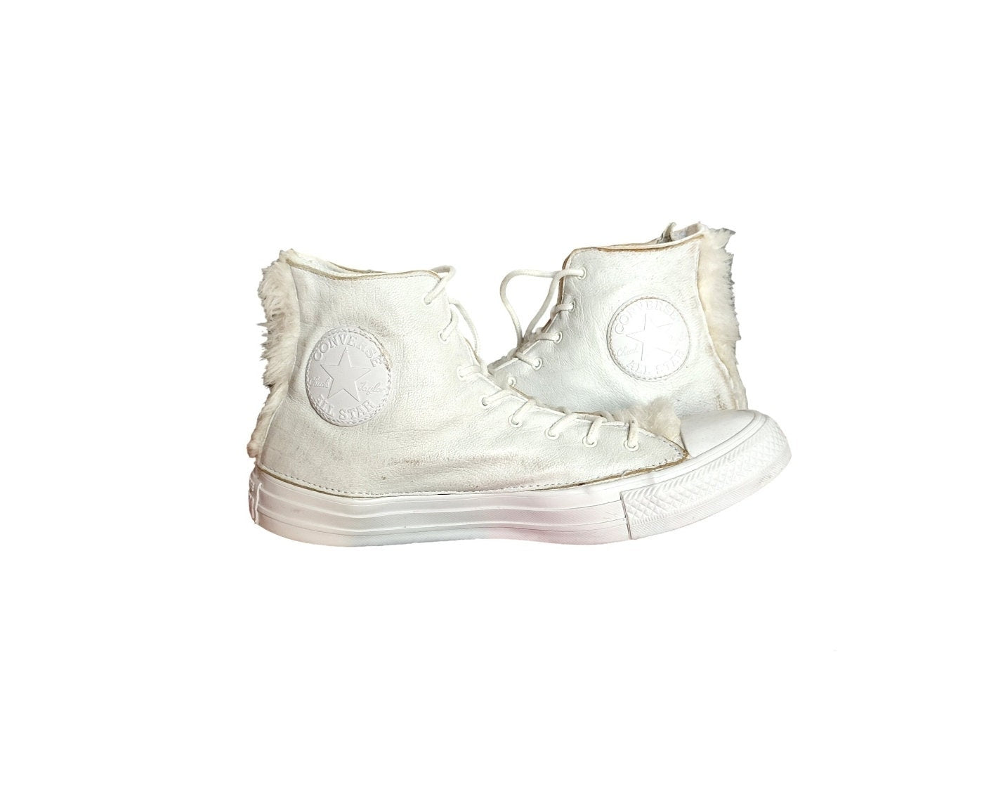 Converse Chuck Taylor sneakers vintage pelle pelliccia bianca invernali EU 39.5 Us wo's 8.5. Pezzo unico