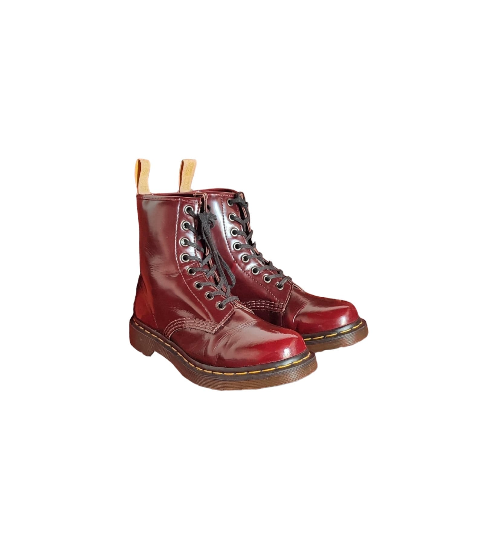 Dr Martens anfibi scarponi polacchini vintage bordeaux lucidi otto buchi EU 37 UK 4 vegan